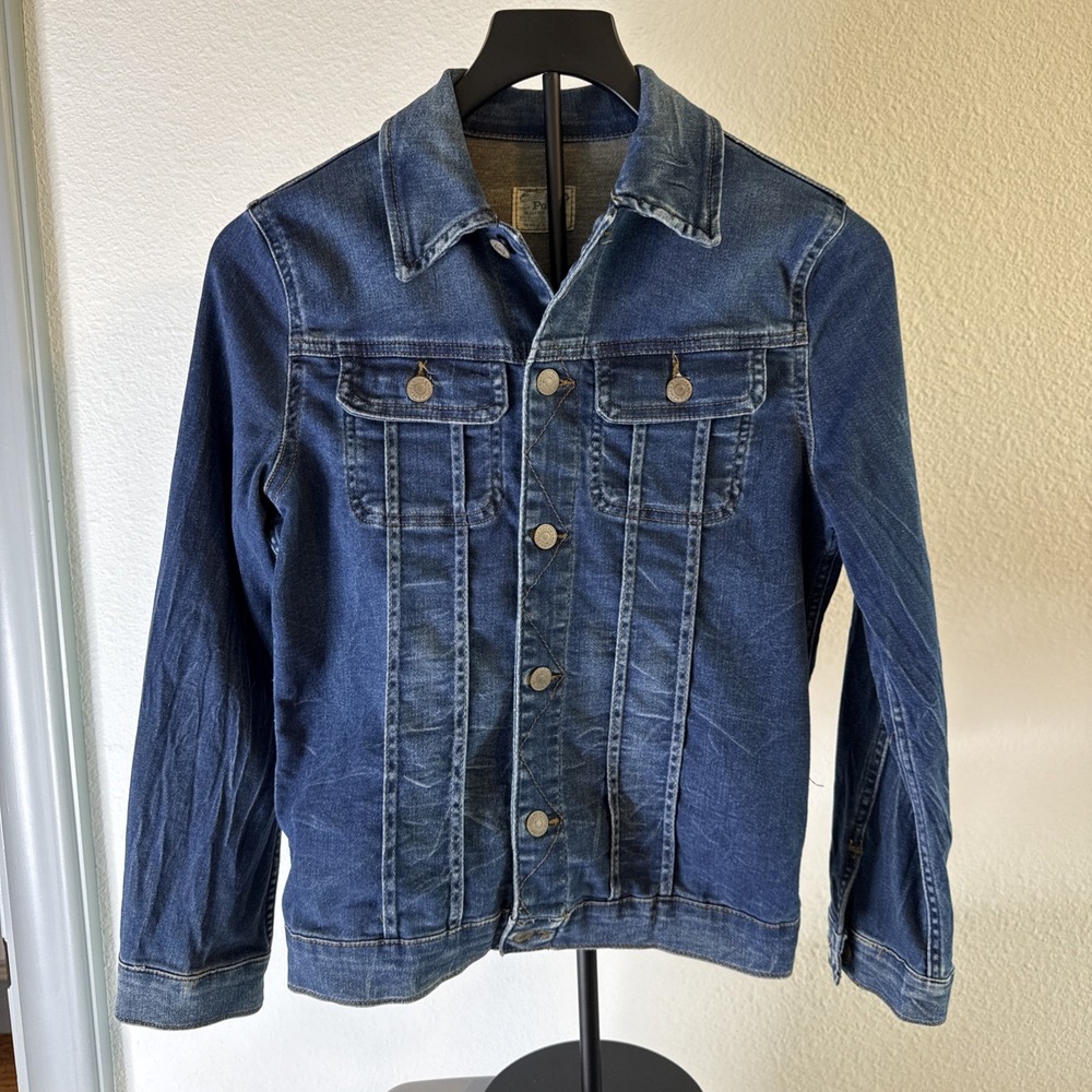 VTG Polo Jeans Co Ralph Lauren Denim Jacket Womens Lrg Y2K Slim Fitted Trucker